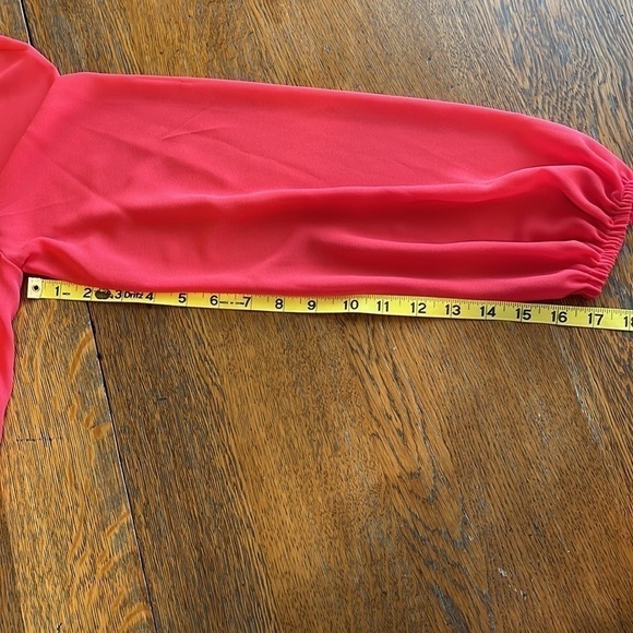 Vince Camuto Womens Orange Tie Lined Blouson Sleeve Dress gathered neck size 6 - Picture 12 of 16